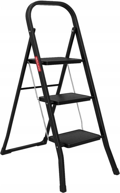 Opvouwbare Trapladder - Huishoudladder - Kluswerk en Schoonmaak - Voldoet aan EN 131 TÜV - Max 150kg - Zwart