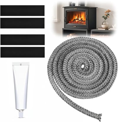 Hoge kwaliteit vuurvaste afdichting voor houtkachels, 14 mm x 3 m, inclusief lijm en 4 eindtapes voor optimale isolatie en veiligheid