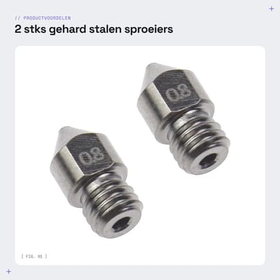 Dailygoods- Sproeiers 0,8 mm M6 - 2 Stuks - Gehard Staal - Slijtvast - Corrosiebestendig - Hoogte 13 mm - Spuitmond