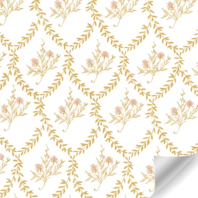Papierrol Cadeaupapier – Vintage Floral Goud – 50 cm x 100 m – Wit Cadeaupapier met Goudkleurig Bloemenpatroon – Duurzaam & Recyclebaar Inpakpapier – Voor Cadeaus, Winkels & Feestdagen