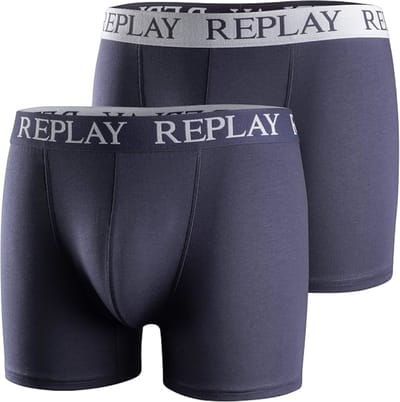 Replay Men´s Boxer Short (2 Pair Box) RP101005 - Dark Blue/White - L