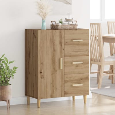 vidaXL - Dressoir - Artisan - Eiken - 34 - x - 69,5 - x - 90 - cm - Bewerkt - hout
