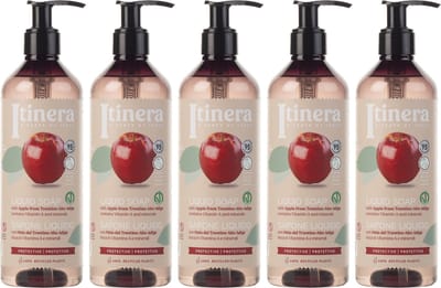 ITINERA - Beschermende vloeibare zeep met appel uit Trentino, 95% natuurlijke ingrediënten 370 ml (5 stuks)