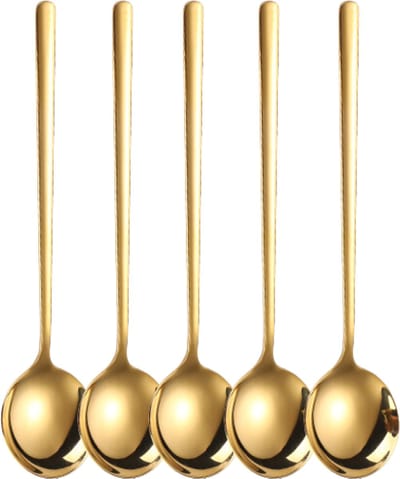 House of Husk Koreaanse Eetlepel Set - Goud - 5 Stuks - Soeplepel - RVS - Vaatwasserbestendig
