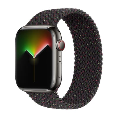 Apple Gevlochten solobandje voor de Apple Watch | 44/45/46/49 mm - Maat 2 - Black Unity