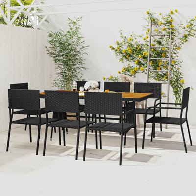 vidaXL - 9-delige - Tuinset - poly - rattan - zwart
