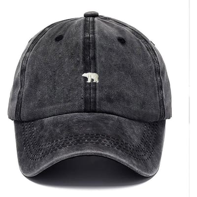 Gewassen Katoenen Baseballpet Vintage Verstelbaar Verweerd Unisex Truckerpet Voor Mannen Vrouwen Cadeau Personaliseren IJsbeer Borduurwerk black