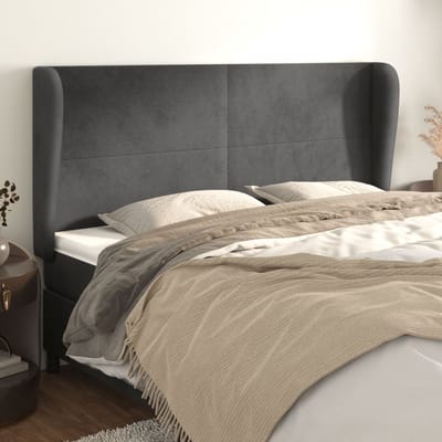 vidaXL - Hoofdbord - met - randen - 163x23x118/128 - cm - fluweel - donkergrijs