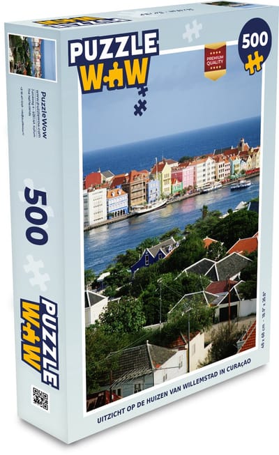 Puzzel Uitzicht op de huizen van Willemstad in Curaçao - Legpuzzel - Puzzel 500 stukjes