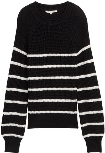 Tom Tailor Denim - Gebreide trui met lichte ballonmouwen - Maat XL - placed black white stripe