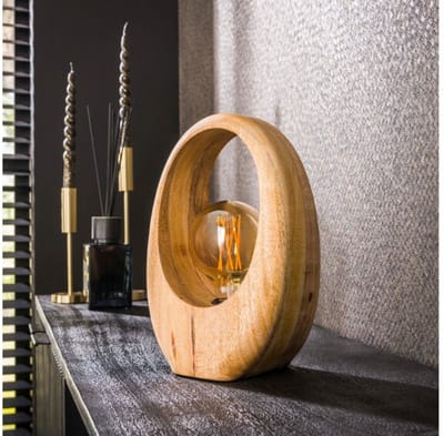 Tafellamp 1L Arch van Massief Mango Hout Naturel Design - 20x13x30 cm - Sfeervolle Verlichting - Natuurlijke Materialen - Massief Mango - Perfect voor Moderne Interieurs