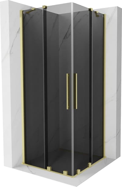 Mexen Velar Duo schuifdouchecabine 80 x 80 , grafiet, goud geborsteld - 871-080-080-42-55