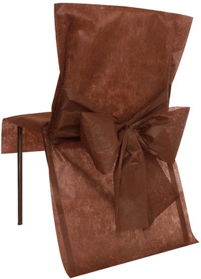 SANTEX - 10 premium chocolade stoelhoezen van non-woven stof met strik, 50 x 95 cm