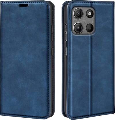 MobyDefend Hoesje - Geschikt voor Motorola Moto G15 / G15 Power / G17 / G17 Power - Luxe Wallet Bookcase (Magnetische Sluiting) - Blauw