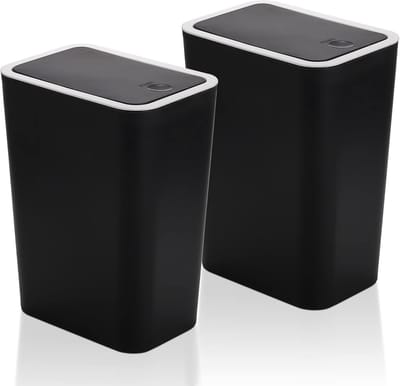 Prullenbak 2 stuks - Vuilnisbak - Ruimtebesparend - Met persdeksel - 21x145x279 cm - Zwart