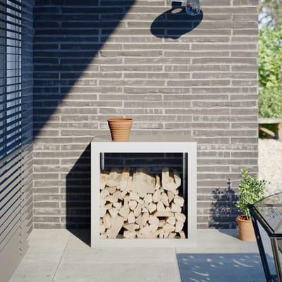 Stalen Houtrek - Houtopslag - Haardhout Opslag - Verhoogd Ontwerp - 60x40x60 cm - Wit