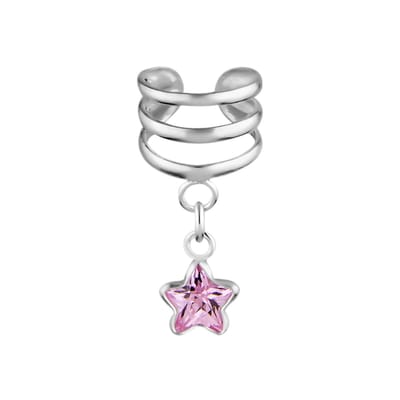 Zilveren ear cuff - stervormige hanger - 925 zilver - 37x26x3
