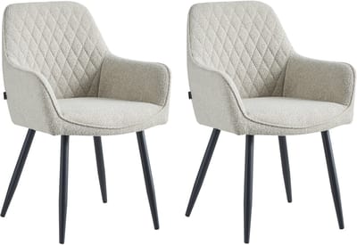 Colenis® - Beverly Eetkamerstoel - Set Van 2 - Beige - Bouclé
