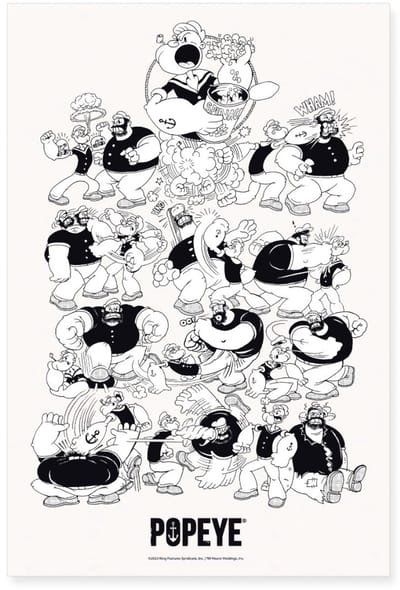 Popeye Gevechtshoudingen Poster 60x90 cm