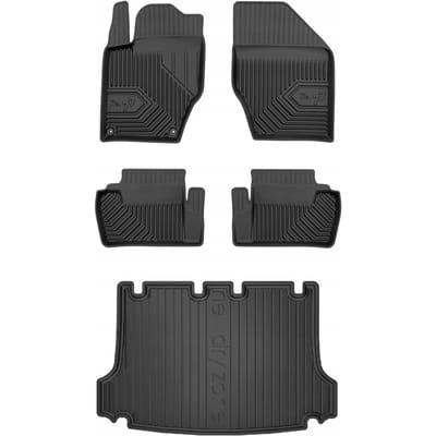 FROGUM - Voordeelset No.77 & DRY ZONE - Geschikt voor PEUGEOT 308 I SW / Kombi (2007-2013) - 7-persoons - Rubberen matten + Kofferbakmat - Zwart