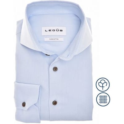 Ledûb Overhemd Slim Solid Color Pure Cotton Fine Flanel Licht Blauw / male