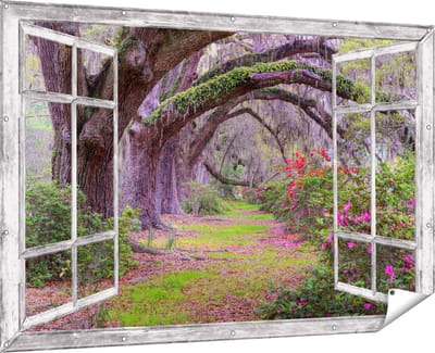 Gards Tuinposter Doorkijk Sprookjesbos - 180x120 cm - Tuindoek - Tuindecoratie - Wanddecoratie buiten - Tuinschilderij