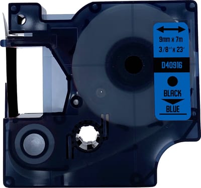 DULA Dymo D1 40916 - S0720710 - Compatible label tape - 1 lettertape - Zwart op blauw - 9mm x 7m