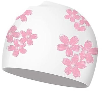 Siliconen badmuts voor dames met perzikbloemen - Antislip en waterdicht zwemaccessoire