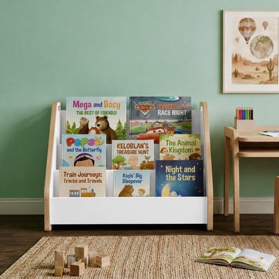 Zeo Wood® - Boekenkast Kind - Boekenrek Kind - Boekenrek Kinderkamer - Kinderboekenkast - Montessori Boekenkast - Wit - Boekenkast Staand
