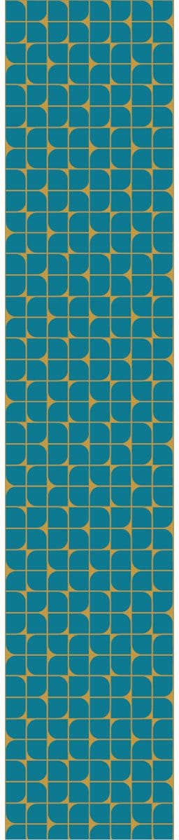 Voorgelijmd vliesbehang - RETRO TURKOOISBLAUW EN GEEL - 1 rol van 300x60 cm