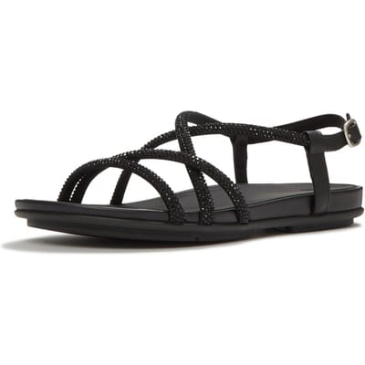 Fitflop Fino Teenpost Leer Dames All Black Sandalen