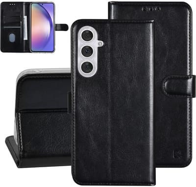 UNIQ Accessory Galaxy A54 5G Book Case hoesje - Pasjeshouder voor 3 pasjes - Magneetsluiting - Hanger - Zwart