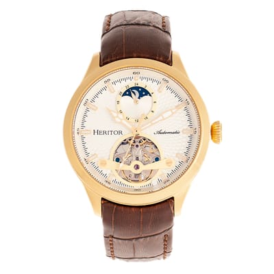 Heritor Automatische Gregory Semi-Skelet Leather-Band Horloge