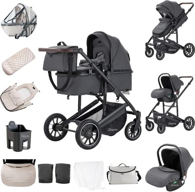 3-in-1 Kinderwagen Set Compleet met Autostoel en Reiswieg