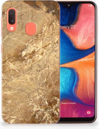Samsung Galaxy A20e TPU Siliconen Hoesje Marmer Creme