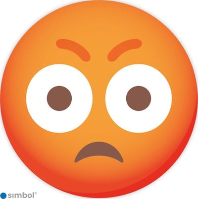 Simbol - Sticker Emoticon Boos en Verbaasd - Verbaasde en Boze Smiley Sticker - Kliko - Container - Duurzame Kwaliteit - Formaat ø 5 cm.