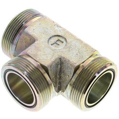 UN 2''-12 Buitendraad Verzinkt Stalen T-stuk ORFS 250 Bar - Hydrauliek - FL3T-M-EZ-200U