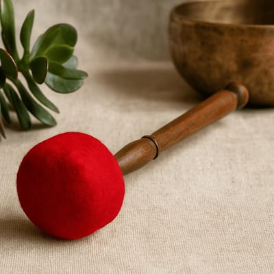 Ancient Wisdom - Feestdecoratie - Grote vilten gongstok 23 cm multicolor - decoratie - feest - vilt - accessoires - party - versiering