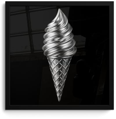 Poster in lijst - Fotolijst 40x40 cm - Posters - Softijs - Realistisch - Futuristisch - Posterlijst zwart - Decoratie - Wanddecoratie woonkamer - Muurdecoratie slaapkamer