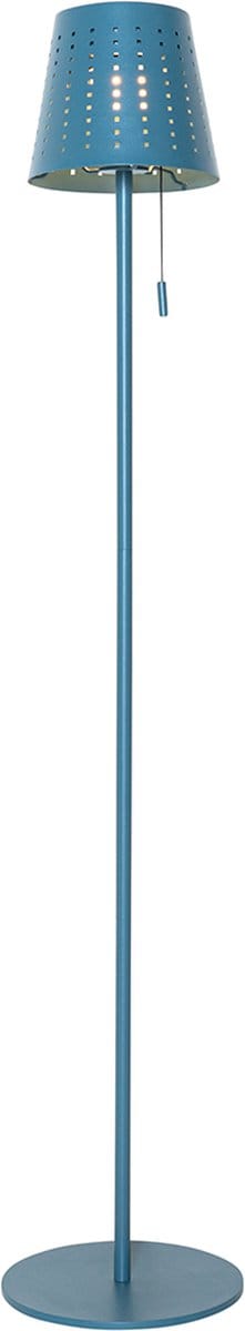QAZQA ferre - Design Dimbare LED Draadloze Oplaadbare Vloerlamp USB | Staande Lamp met Dimmer met Solar | Zonne energie - 1 lichts - H 94 cm - Blauw - Buitenverlichting