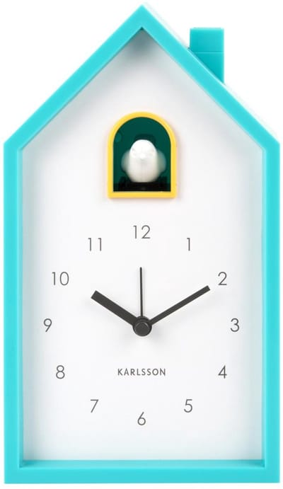 Karlsson Wekker Modern Cuckoo - Turquoise - 6x12x20cm - Scandinavisch - Wekker voor slaapkamer - Wekkers