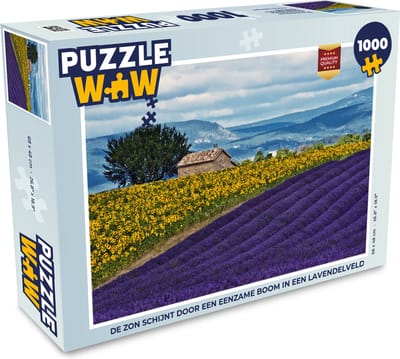 Puzzel Boerderij met zonnebloemen bij een lavendelveld - Legpuzzel - Puzzel 1000 stukjes volwassenen