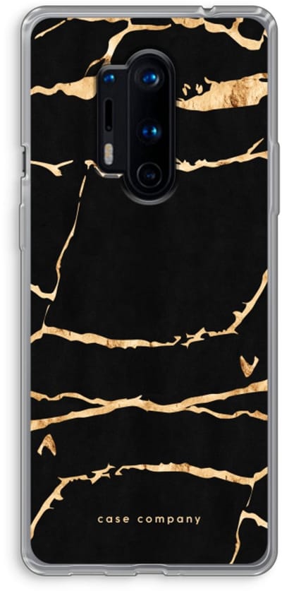 Case Company® - Hoesje geschikt voor OnePlus 8 Pro hoesje - Gouden marmer - Soft Cover Telefoonhoesje - Bescherming aan alle Kanten en Schermrand