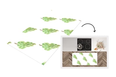 Keukenloper - Loper keuken - Druiven - Fruit - Waterverf - Wit - 120x60 cm - Keukenloper vinyl