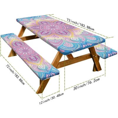 Picknicktafel en Stoelhoes Tuin Buiten Picknicktafel en Stoel Beschermhoes Driesets Picknicktafel Bank Elastische Stofhoes 76.2CM+182CM