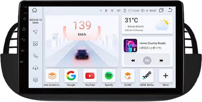 Autoradio met bluetooth - Carplay - Voor FIAT 500 (2007-2014) - Geschikt voor Apple en Android - Stereo - Navigatie - Navigatiesysteem auto - 8GB 128GB - 9"