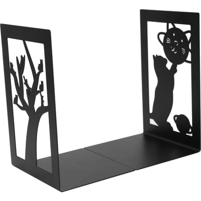 2 stuks Metalen Boekensteun Bureau Boekenkast Opslag Boek Documenten Verdeler Knutselbenodigdheden(Boom Hert ) black