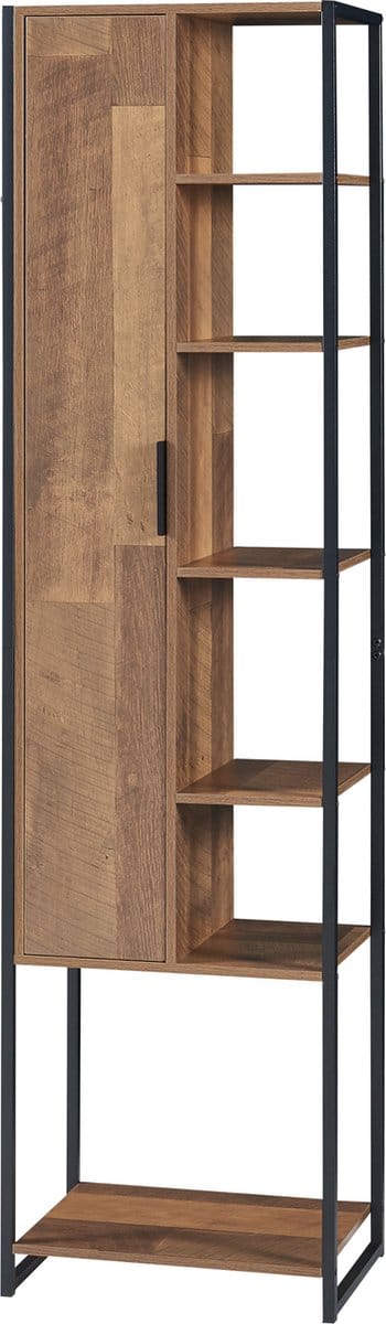 Badkamerkast Namsskogan kolomkast 165x42,5x30 cm walnootkleurig en zwart [en.casa]