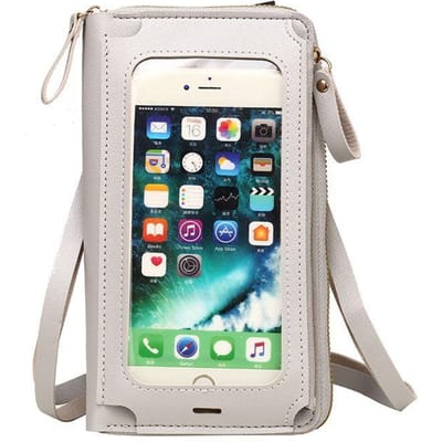 Dames Crossbody Tassen Touchscreen Mobiele Telefoon Portemonnee Mode Schoudertas Mobiele Mini Portemonnee Kaarthouder Handtas voor Dames grijs