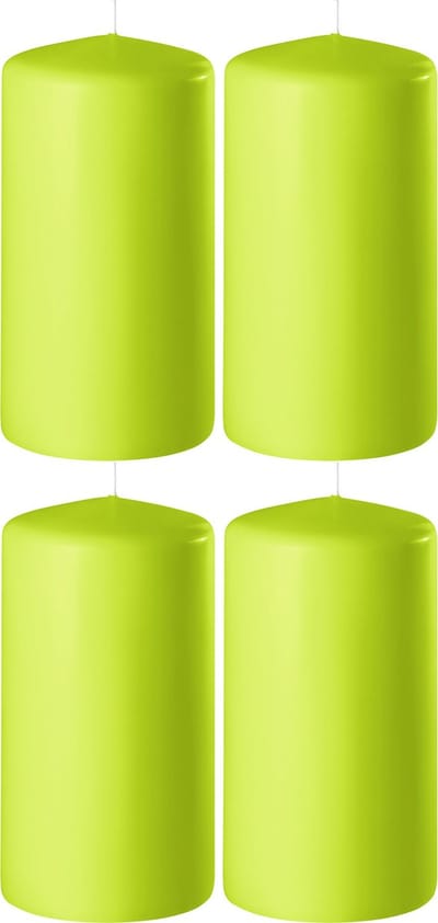 4x Lime groene cilinderkaarsen/stompkaarsen 6 x 10 cm 36 branduren - Geurloze kaarsen lime groen - Woondecoraties